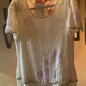 Vintage ivory and lavender evening dress